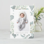 Elegant White Blossom Flower Photo Frame Birth 案内状 (スタンド正面)