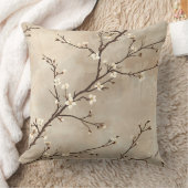 Elegant White Blossom Minimal Branch クッション (ブランケット)