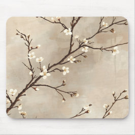 Elegant White Blossom Minimal Branch マウスパッド