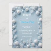 Elegant White & Blue Christmas Invitation 招待状 (正面)