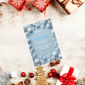Elegant White & Blue Christmas Invitation 招待状