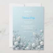 Elegant White & Blue Christmas Party Invitation 招待状 (正面)