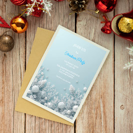 Elegant White & Blue Christmas Party Invitation 招待状