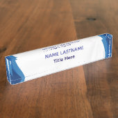 Elegant white & Blue custom name Desk Nameplate デスクネームプレート (側面)