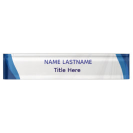 Elegant white & Blue custom name Desk Nameplate デスクネームプレート