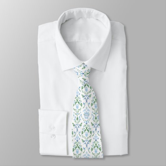 Elegant white blue green neck tie ネクタイ (タイ)