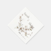 Elegant White Botanical Blossom Ivory Wedding スタンダードカクテルナプキン (角)