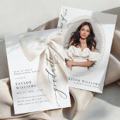 Elegant White Bow Graduation 招待状