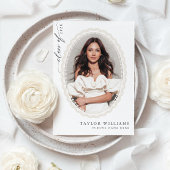 Elegant White Bow Graduation 招待状