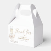 Elegant White Bow Prosecco Bridal Shower Thank You フェイバーボックス (裏面サイド)