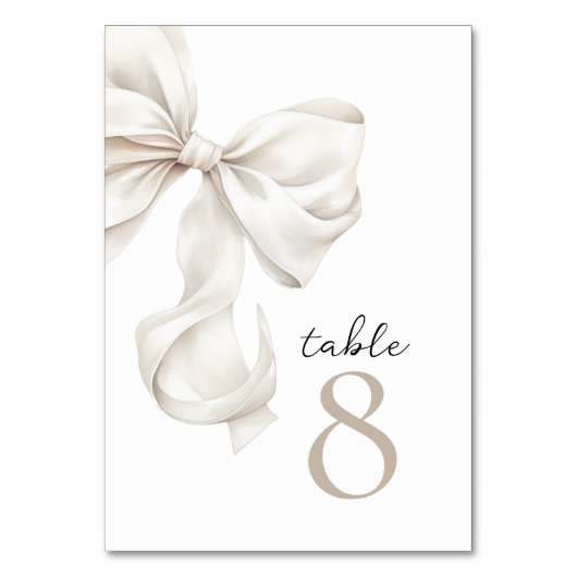 Elegant White Bow Table Numbers テーブルナンバー (正面)