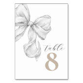 Elegant White Bow Table Numbers for Wedding テーブルナンバー (裏面)