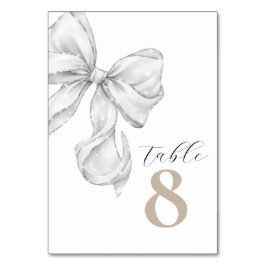 Elegant White Bow Table Numbers for Wedding テーブルナンバー