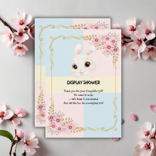 Elegant White Bunny Baby Shower with a Modern Twis エンクロージャーカード