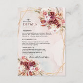 Elegant White & Burgundy Floral Wedding Info Card エンクロージャーカード (正面)