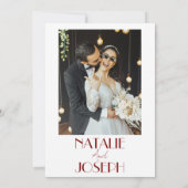 Elegant White Burgundy Minimalist Photo Wedding 招待状 (裏面)