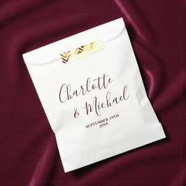 Elegant White & Burgundy Script Minimalist Wedding フェイバーバッグ