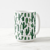 Elegant White Cactus Design Mug コーヒーマグカップ (正面右)
