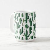 Elegant White Cactus Design Mug コーヒーマグカップ (正面左)