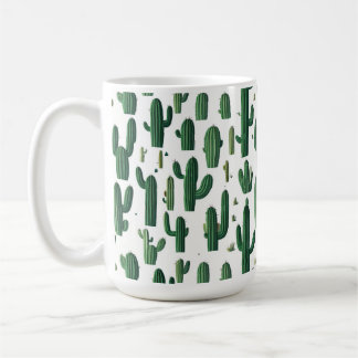 Elegant White Cactus Design Mug コーヒーマグカップ