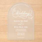 Elegant White Calligraphy Text Clear Wedding  アクリル招待状 (正面)