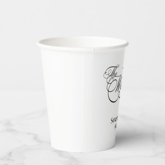 Elegant White Calligraphy Wedding  紙コップ (右)