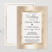 Elegant white champagne gold glamour Wedding 招待状 (正面/裏面)