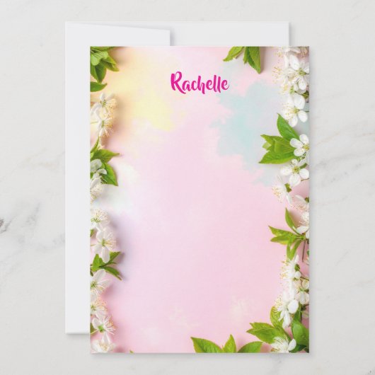 Elegant White Cherry Blossom Floral Birthday 招待状 (裏面)
