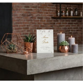 Elegant White Cherry Blossom & Gold Script セーブザデート