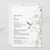 Elegant White Chinoiserie Floral Details Wedding 招待状 (裏面)
