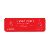 Elegant White Christmas Tree Red Christmas Address ラベル (正面)