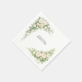 Elegant White Cream Florals Wedding Bridal Shower スタンダードカクテルナプキン (角)