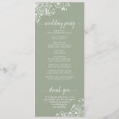 Elegant White Curls on Sage Green Fancy Wedding プログラム (裏面)