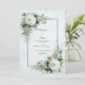 Elegant White Dahlia Botanical Frame Wedding 招待状 (スタンド正面)