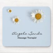 Elegant white daisies blue マウスパッド (正面)