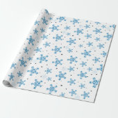 Elegant White & Dark Blue Snowflake Wrapping Paper ラッピングペーパー (アンロールド)