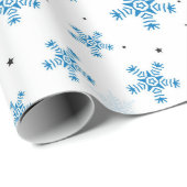 Elegant White & Dark Blue Snowflake Wrapping Paper ラッピングペーパー (ロールコーナー)
