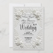 Elegant White Faux Embossed Bas-Relief Wedding 招待状 (正面)
