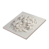 Elegant White Faux Relief Flowers タイル (側面)
