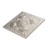 Elegant White Faux Relief Flowers タイル (側面)