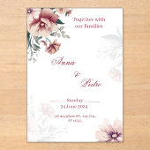Elegant White Floral Acrylic Wedding Invitation アクリル招待状 (正面)