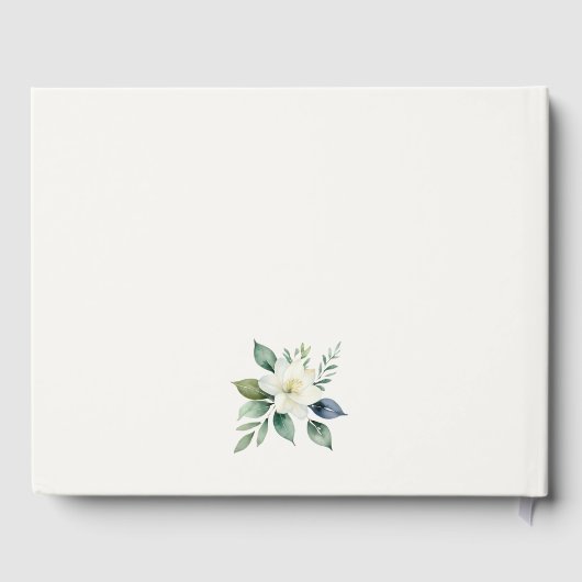 Elegant White Floral and Greenery Custom Wedding ゲストブック (裏面)