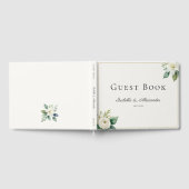 Elegant White Floral and Greenery Custom Wedding ゲストブック (全面)