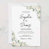 Elegant White Floral Arch Wedding Invitation with  招待状 (正面)