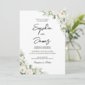 Elegant White Floral Arch Wedding Invitation with  招待状 (スタンド正面)
