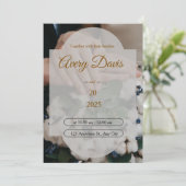 Elegant White Floral Boho Wedding Invitation  招待状 (スタンド正面)