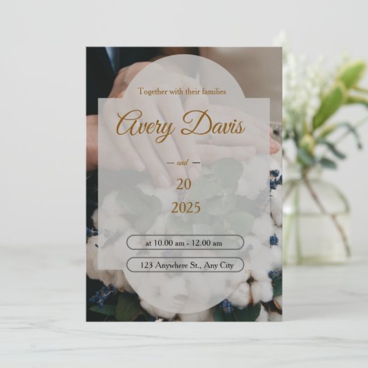 Elegant White Floral Boho Wedding Invitation  招待状 (スタンド正面)