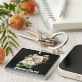 Elegant white floral bouquet with green leaves キーホルダー (正面右)