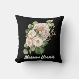 Elegant white floral bouquet with green leaves クッション