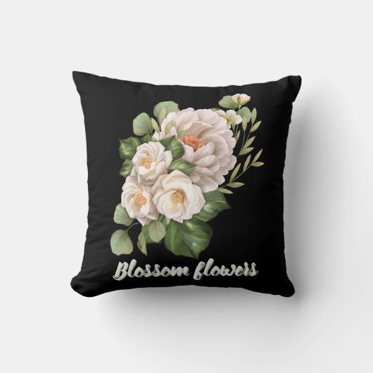 Elegant white floral bouquet with green leaves クッション (正面)